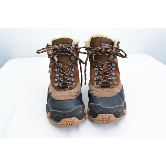 Burberry Men's Tor Genuine Shearling Lined Hiking Boot Brown 42 FLAWS READ - Picture 4 of 12